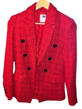 Double Breast Blazer Black Buttons, Red, Small EUC